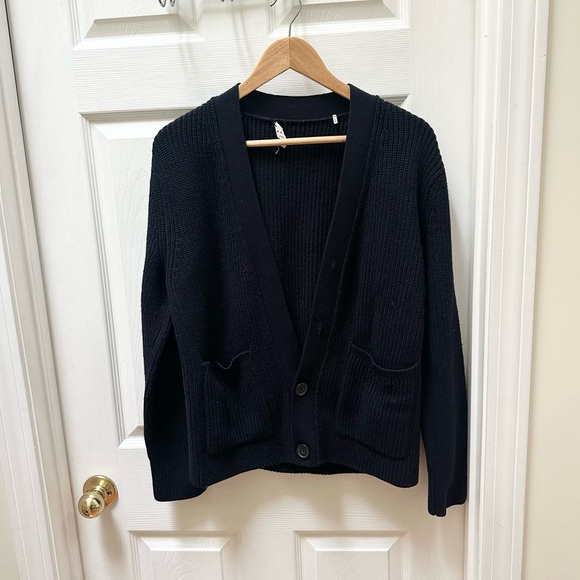 Sandro Sweaters - Sandro Navy Blue Knit Cardigan ribbed l large